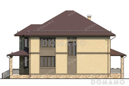Проект двухэтажного дома с террасой, 3 спальнями и кабинетом / Фасад 4