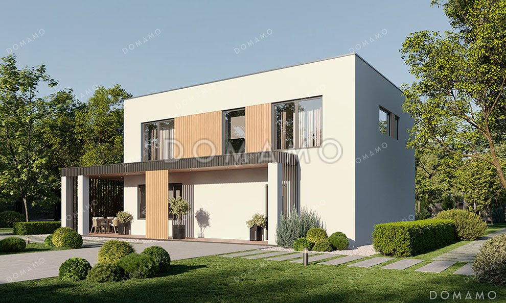 Проект двухэтажного дома с большой террасой и парной / 3