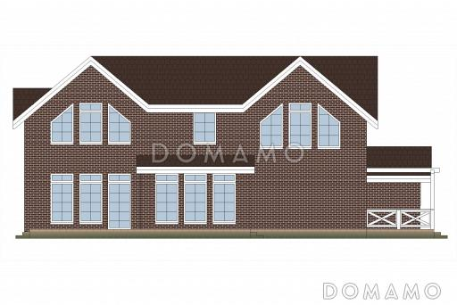 Проект дома из пеноблоков с открытой террасой / Фасад 4