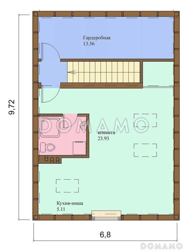 Проект одноэтажного дома с мансардным этажом, с гаражом на 2 машины / План мансардного этажа