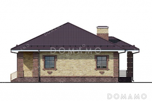 Проект одноэтажного дома с тремя спальнями и террасой / Фасад 2