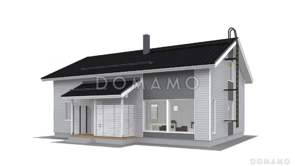 Проект современного двухэтажного каркасного дома с облицовкой деревянной вагонкой / 2