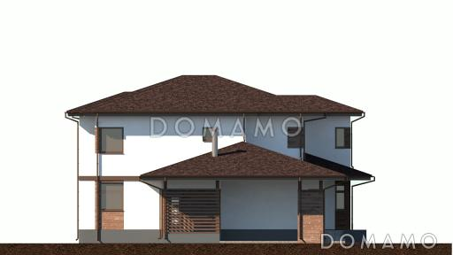 Проект загородного дома с гаражом, гостевой, террасой, кабинетом, балконом / Фасад 1