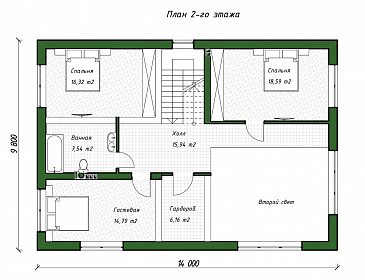 Проект дома с четырьмя спальнями, вторым светом в гостиной и гардеробными на обоих этажах / План 2 этажа Проект дома с четырьмя спальнями, вторым светом в гостиной и гардеробными на обоих этажах / План 2 этажа