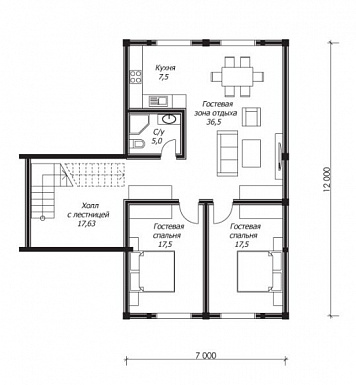 Проект большого дома из клееного бруса с гаражом на два авто / План мансардного этажа Проект большого дома из клееного бруса с гаражом на два авто / План мансардного этажа
