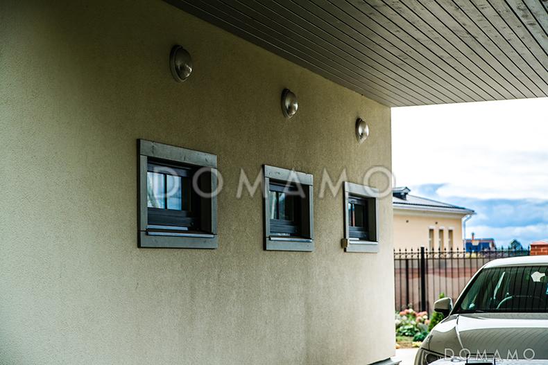 Проект каркасного дома с просторной верандой, гаражом и навесом для авто / 14