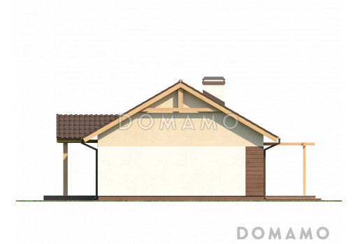 Проект одноэтажного дома из кирпича с тремя спальнями и террасой / Фасад 3