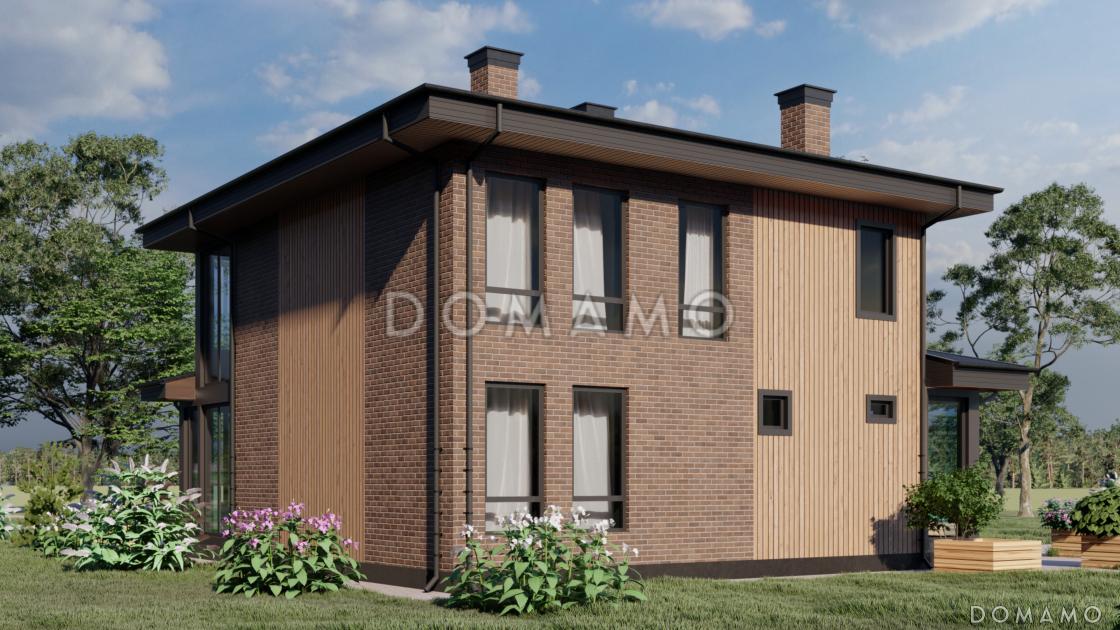 Проект двухэтажного каркасного дома с панорамным остеклением и двумя верандами / 2
