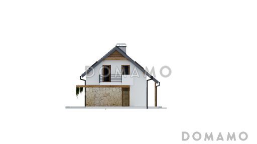 Проект одноэтажного мансардного дома из газобетона с кабинетом, тремя спальнями и хозяйской гардеробной / Фасад 1