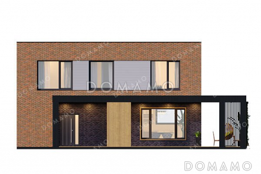 Проект двухэтажного дома с большой террасой / Фасад 1