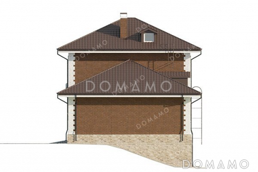 Проект двухэтажного дома с гаражом и подвалом / Фасад 2
