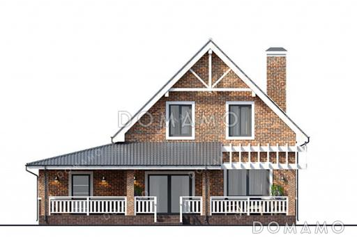 Проект дома с большими спальнями, гаражом и просторной террасой / Фасад 3