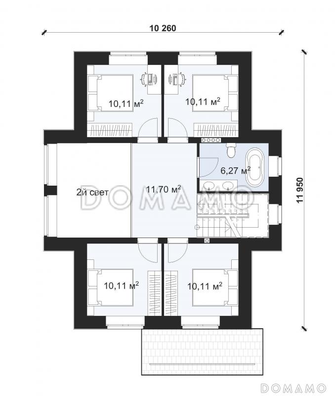 Проект двухэтажного дома со вторым светом в гостиной S-136-2 / План 2 этажа