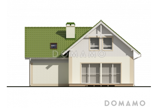 Проект классического одноэтажного мансардного дома из газобетона с четырьмя спальнями и гаражом / Фасад 2
