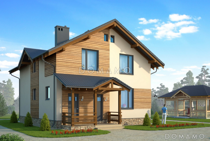 Проект компактного коттеджа с кладовой и пятью спальнями Проект компактного коттеджа с кладовой и пятью спальнями