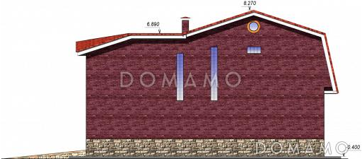 Проект одноэтажного дома с мансардным этажом и встроенным гаражом  / Фасад 2