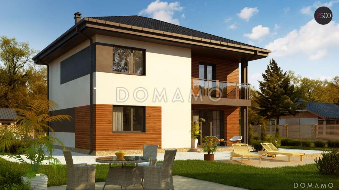 Проект современного двухэтажного дома из кирпича с пятью комнатами и балконом / 3