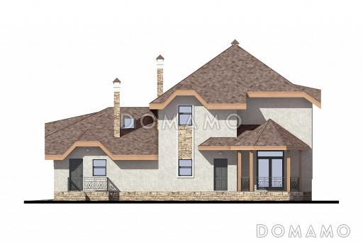 Проект дома с 4 спальнями, гаражом и сауной / Фасад 1