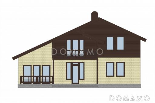 Проект кирпичного дома с сауной на первом этаже / Фасад 1