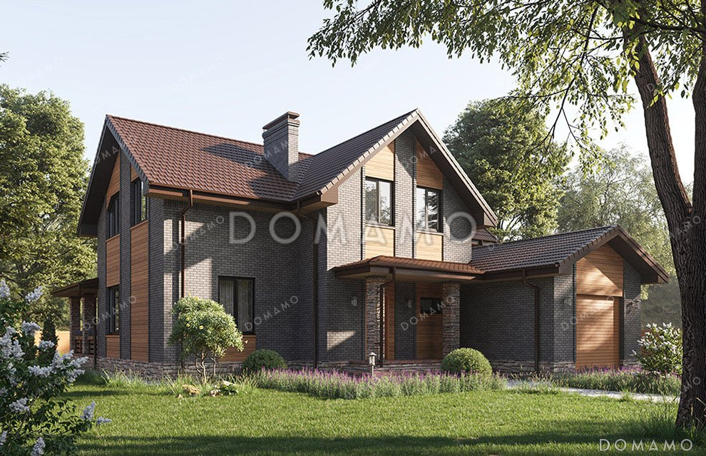 Проект дома с мансардой и большой террасой / 2