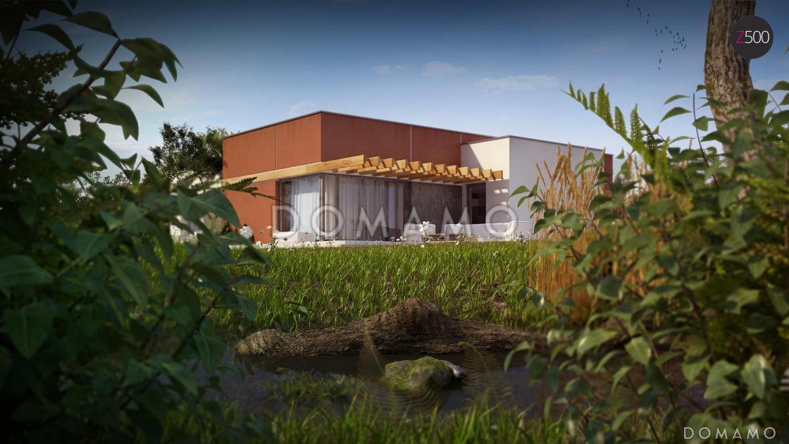 Проект просторного современного одноэтажного дома из кирпича с четырьмя спальнями / 2