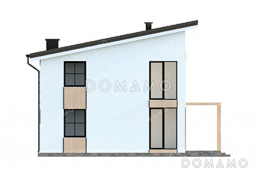 Проект двухэтажного дома с большой гостиной и террасой / Фасад 2