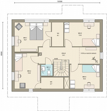 Проект каркасного дома маленькой кухонной зоной / План 2 этажа Проект каркасного дома маленькой кухонной зоной / План 2 этажа