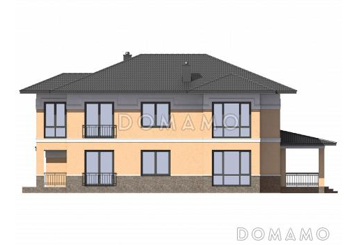 Проект двухэтажного дома с вместительным гаражом для двух авто / Фасад 4