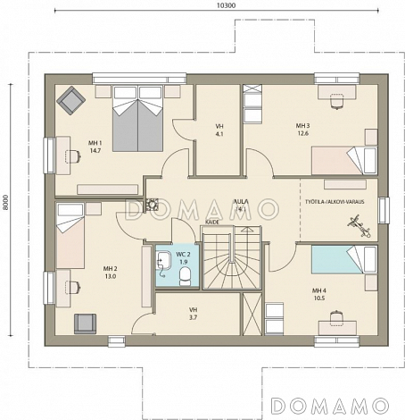 Проект каркасного дома маленькой кухонной зоной / План 2 этажа Проект каркасного дома маленькой кухонной зоной / План 2 этажа