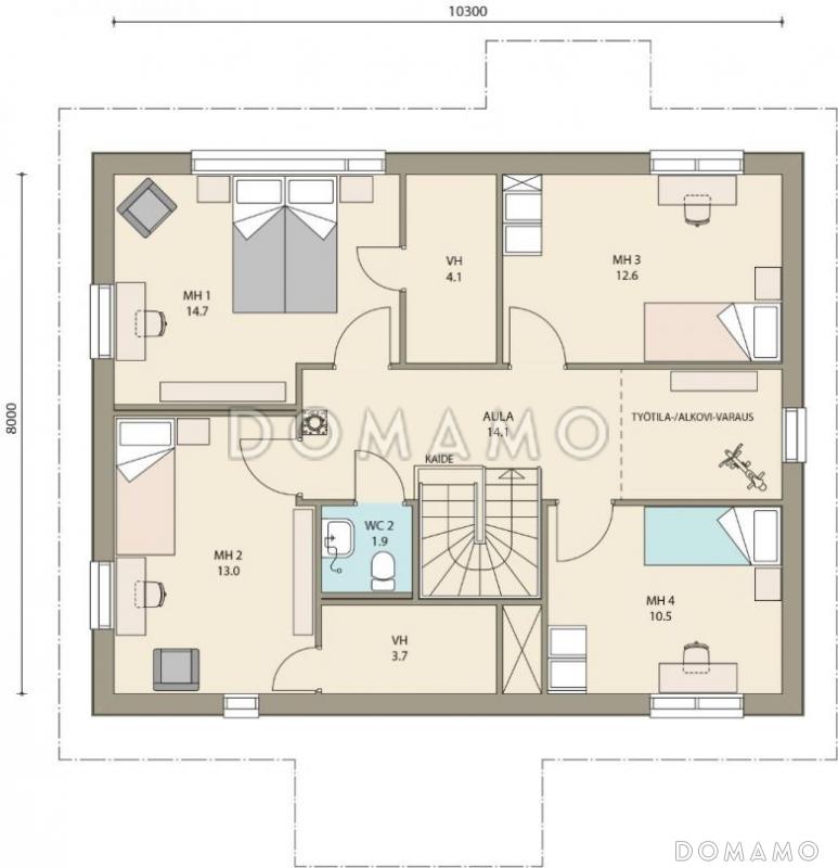 Проект каркасного дома маленькой кухонной зоной / План 2 этажа