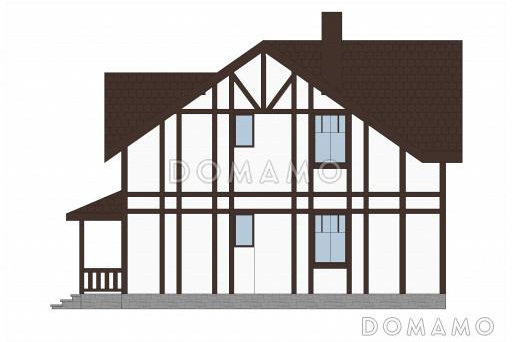 Проект каркасного дома в стиле фахверк с сауной на мансардном этаже / Фасад 3