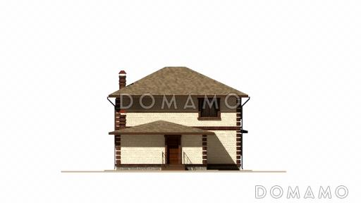 Проект компактного двухэтажного дома с 4 спальнями и крытой террасой / Фасад 3