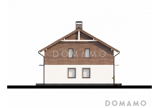 Проект двухэтажного дома из газобетона с панорамным остеклением / Фасад 3