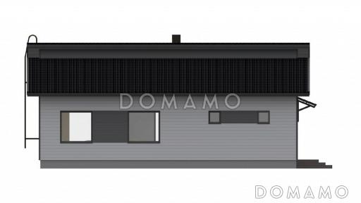 Проект одноэтажного каркасного дома с гостиной совмещенной с кухней / Фасад 3