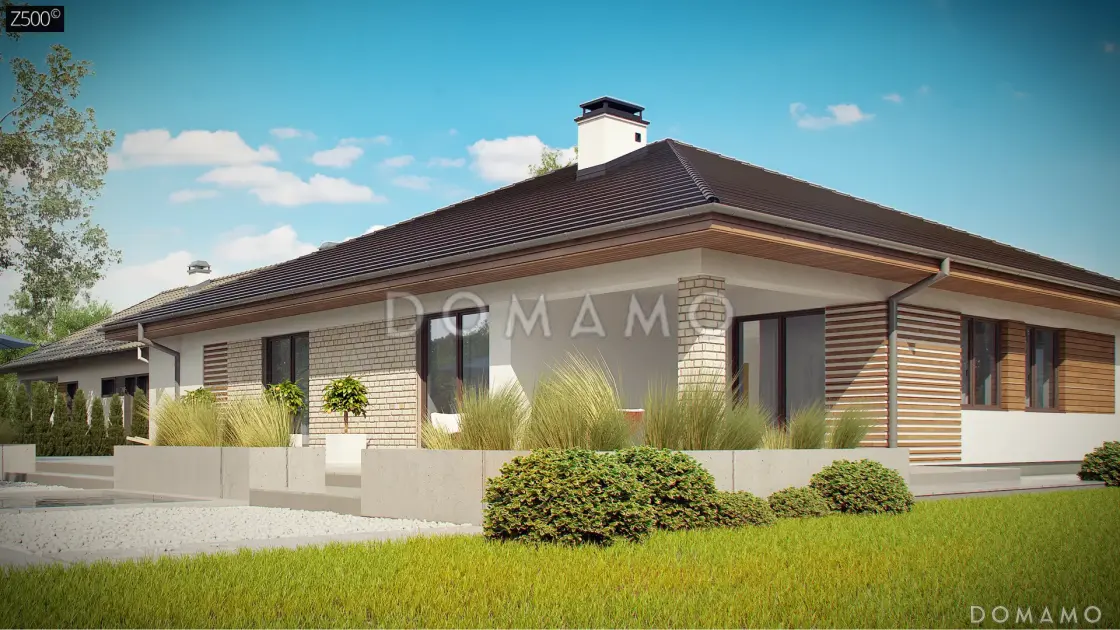 Проект одноэтажного кирпичного дома с гаражом на 2 автомобиля и подвалом / 3