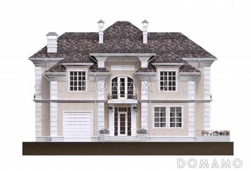 Проект особняка в классическом стиле с 5 спальнями, гаражом и открытой террасой / Фасад 1