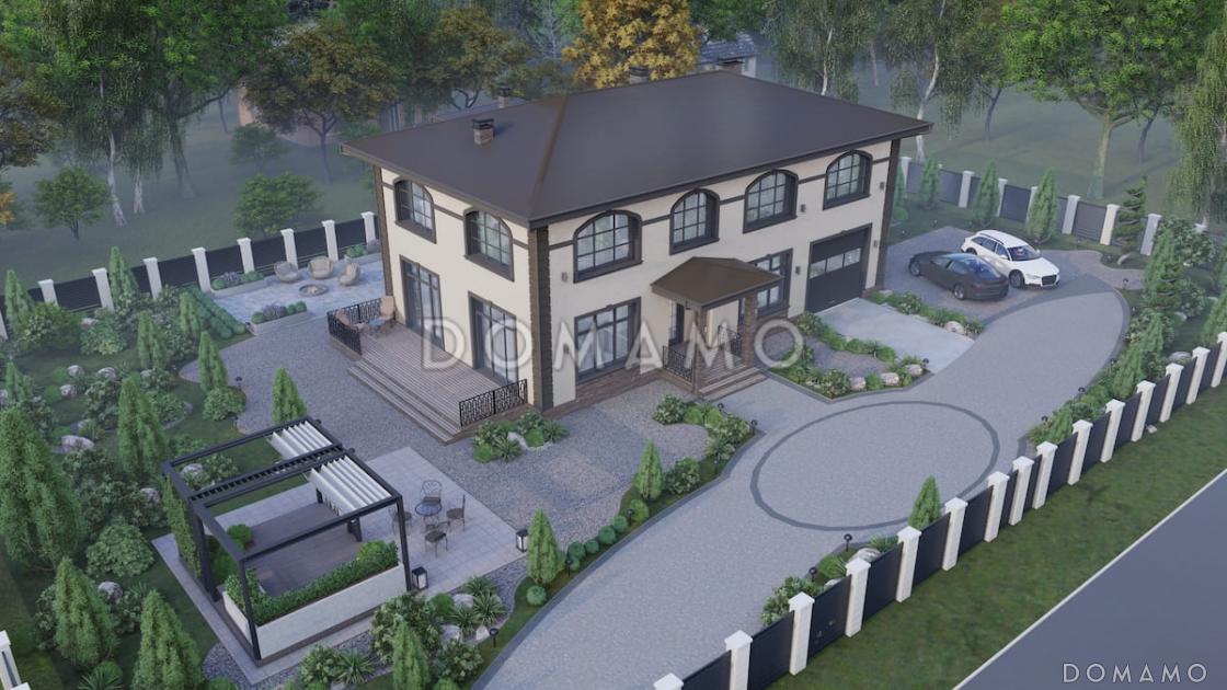 Проект двухэтажного дома из газобетона с 5 спальнями, сауной и гаражом на 1 машину / 2