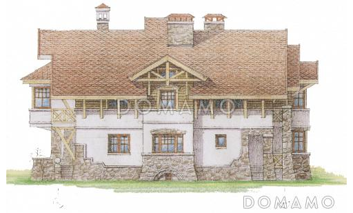 Проект коттеджа в стиле шале с двусветной гостиной / Фасад 4