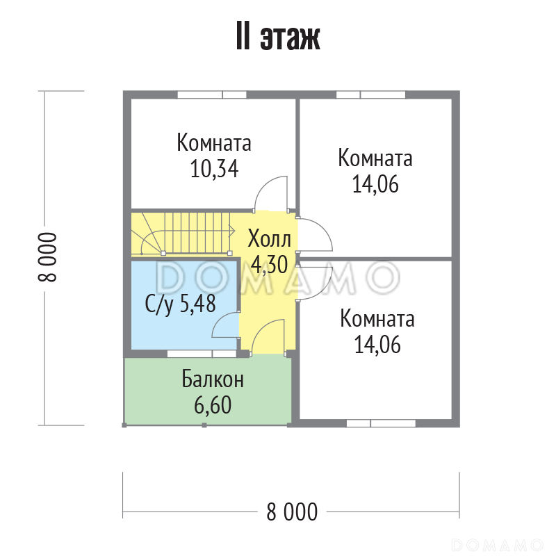 Проект каркасного дома строгого современного стиля / План мансардного этажа