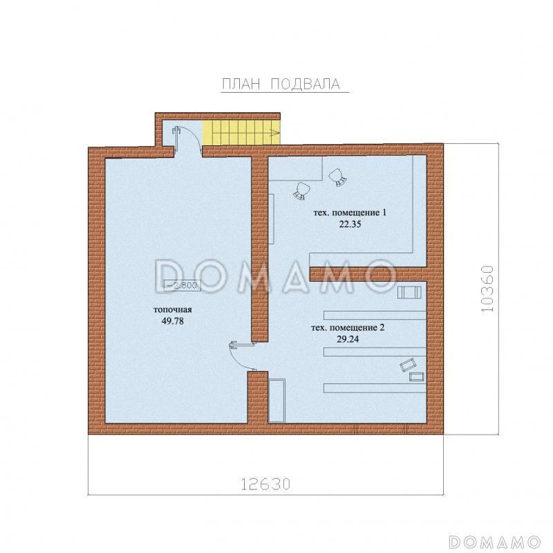 Проект дома с мансардным и цокольным этажами / План цокольного этажа