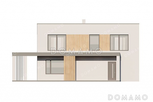 Проект двухэтажного дома с большой террасой и парной / Фасад 1