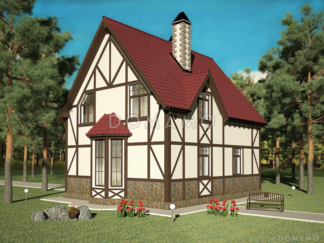 Проект практичного коттеджа в стиле фахверк / 2