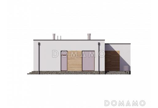 Проект одноэтажного дома с плоской крышей и длинной террасой / Фасад 4