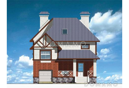 Проект коттеджа с комбинированной отделкой стен / Фасад 2