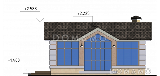 Проект закрытой беседки с панорамными окнами / Фасад 2