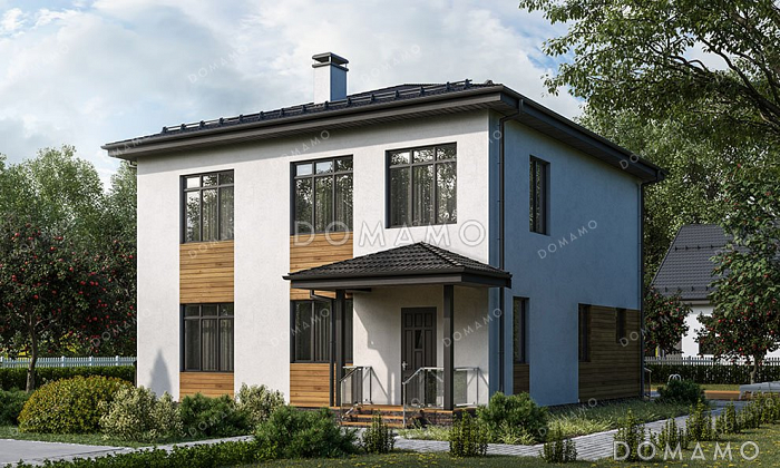 Проект двухэтажного дома с тремя спальнями и вальмовой крышей Проект двухэтажного дома с тремя спальнями и вальмовой крышей