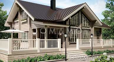 Проект дома из клееного бруса с тремя террасами