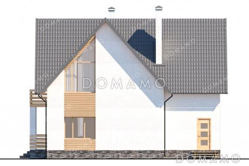 Проект дома из газобетона с 4 спальнями, кабинетом, балконом на две комнаты и котельной с отдельным входом / Фасад 3