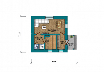 Проект компактной одноэтажной бани в классическом стиле с большой комнатой отдыха / План 1 этажа Проект компактной одноэтажной бани в классическом стиле с большой комнатой отдыха / План 1 этажа