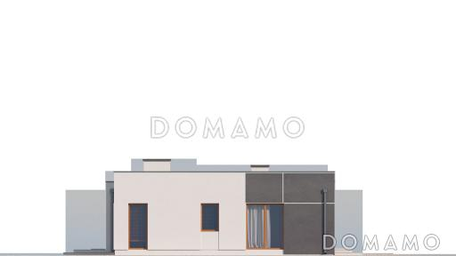 Проект просторного современного одноэтажного дома из кирпича с тремя спальнями и гаражом с двумя отдельными въездами / Фасад 2